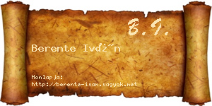 Berente Iván névjegykártya