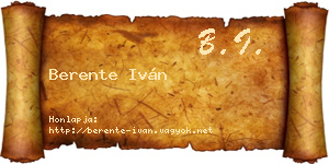 Berente Iván névjegykártya