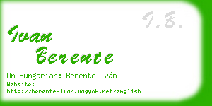 ivan berente business card